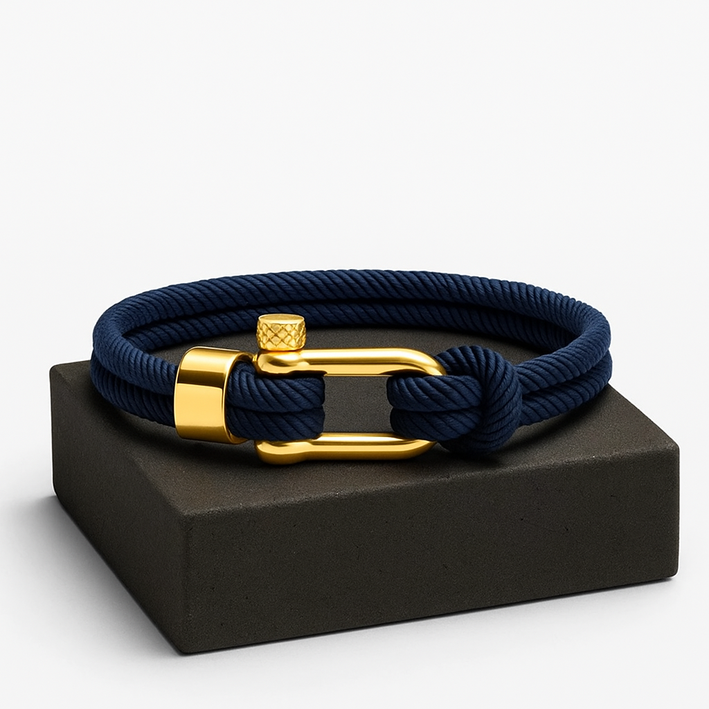 Golden Navy Shackle Bracelet