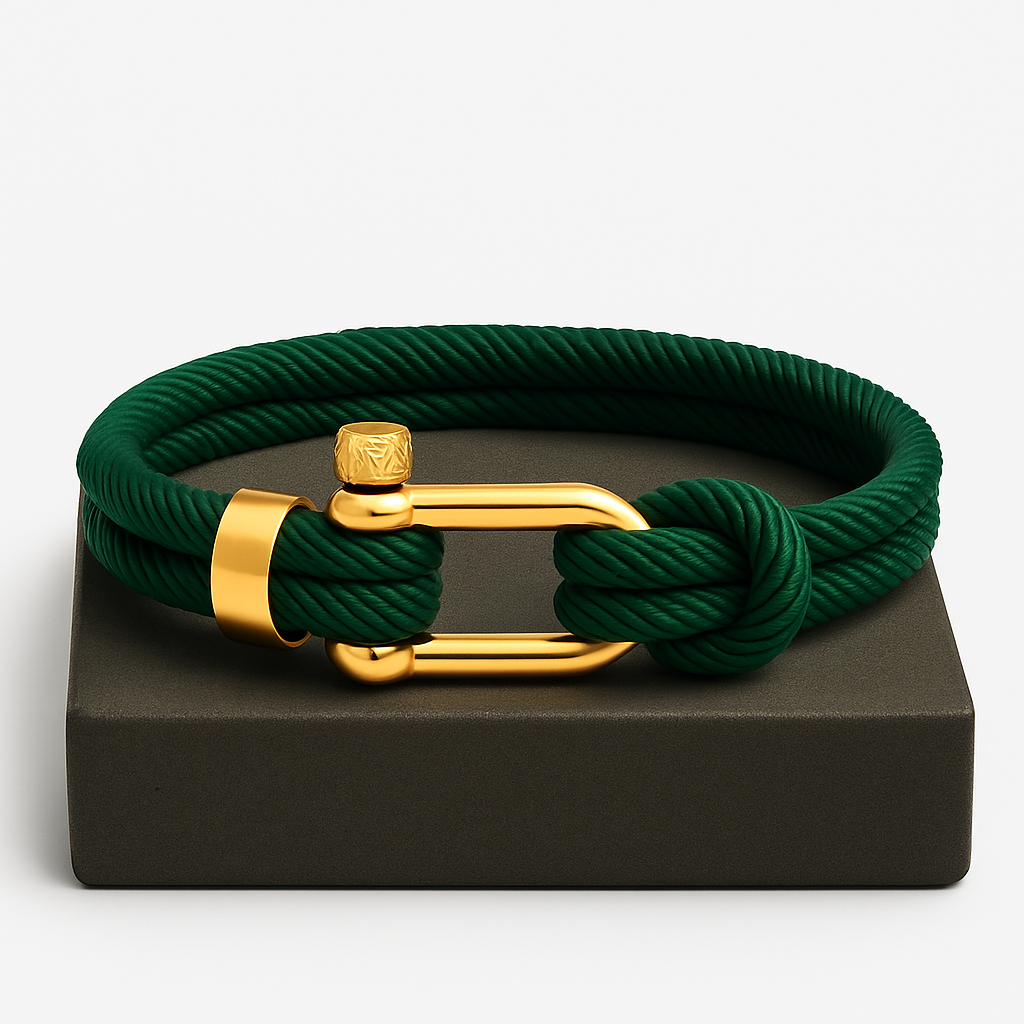 Golden Emerald Shackle Bracelet