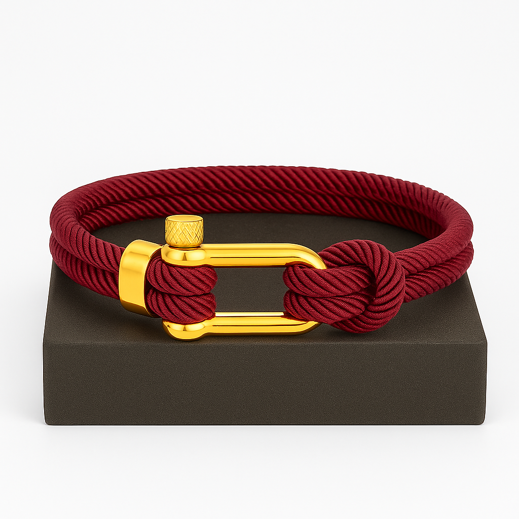 Golden Maroon Shackle Bracelet