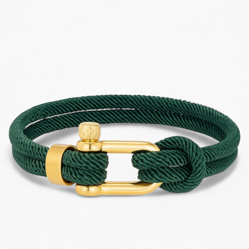 Golden Emerald Shackle Bracelet