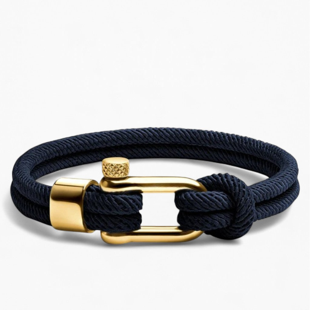 Golden Navy Shackle Bracelet