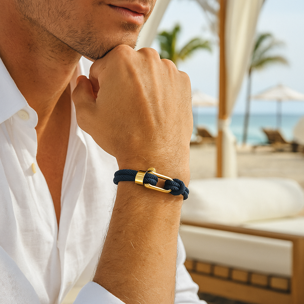 Golden Navy Shackle Bracelet
