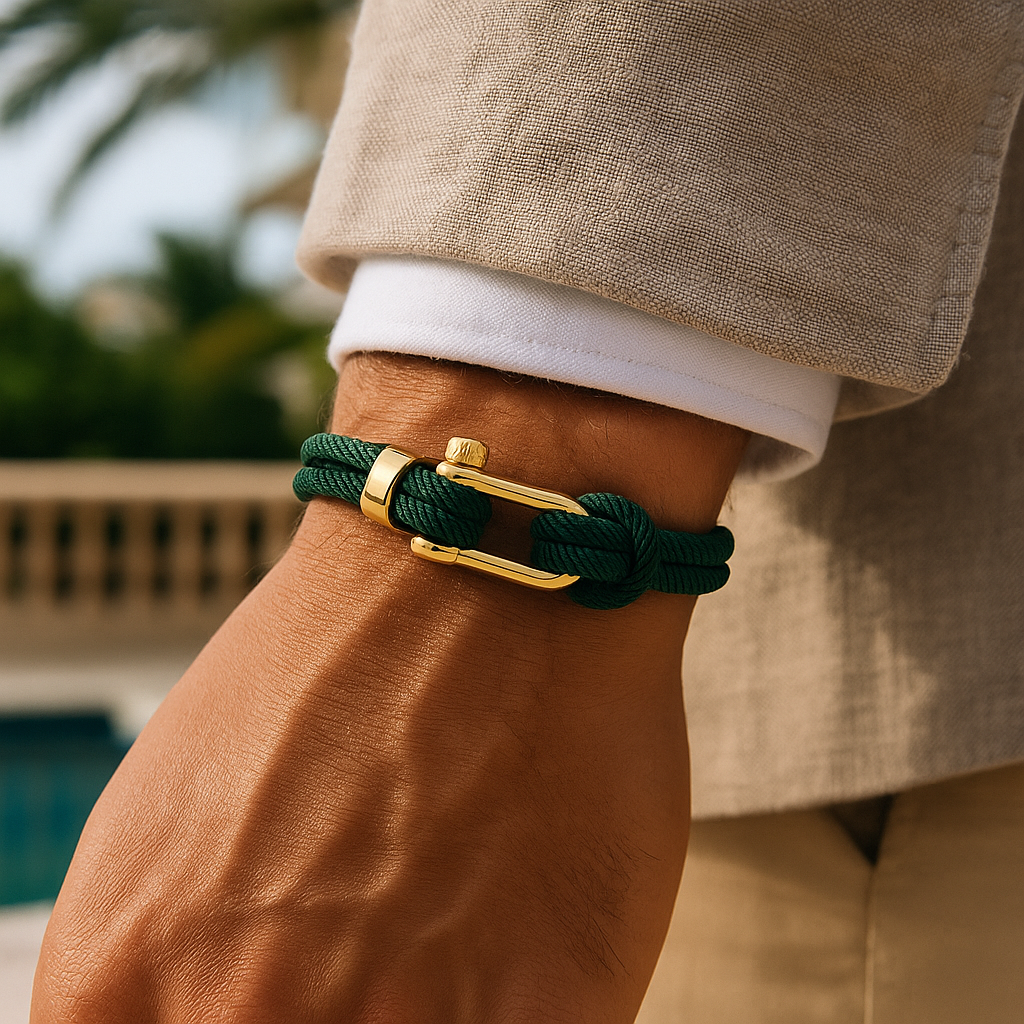 Golden Emerald Shackle Bracelet