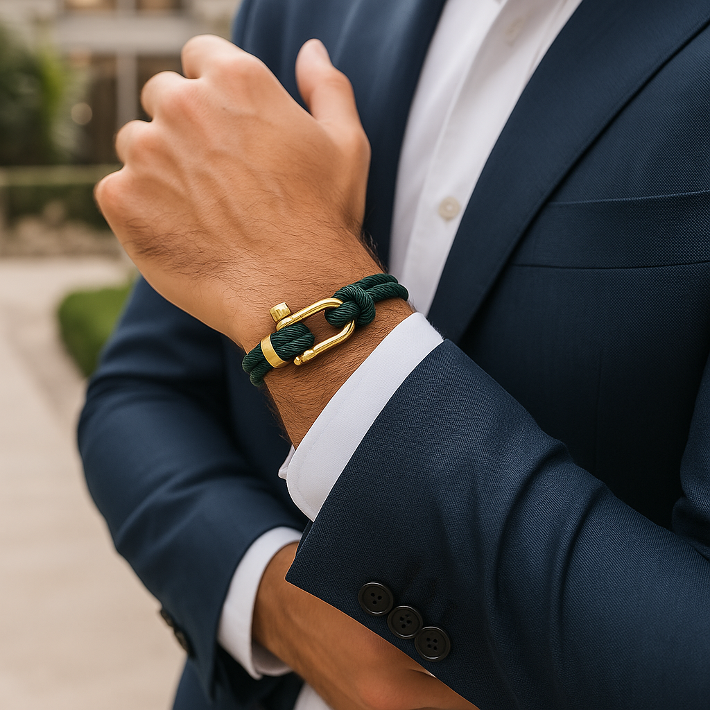 Golden Emerald Shackle Bracelet