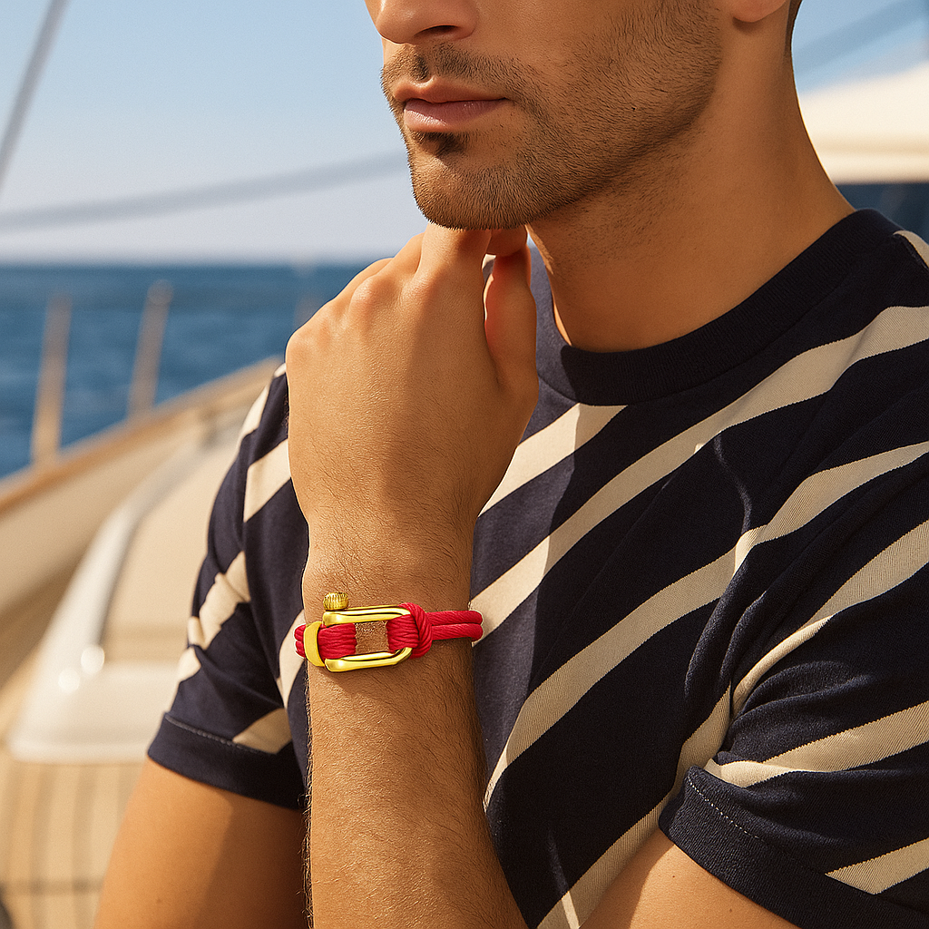 Golden Red Shackle Bracelet