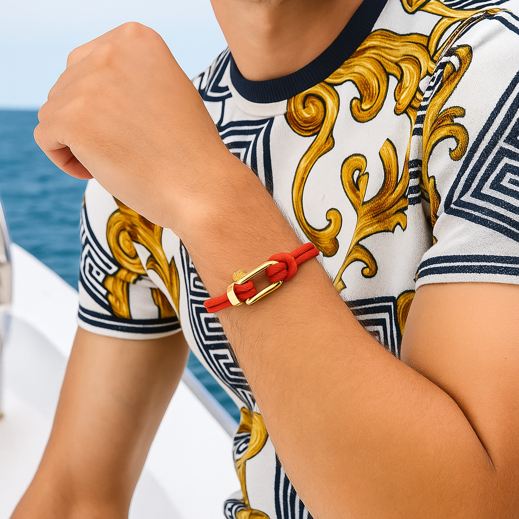 Golden Red Shackle Bracelet
