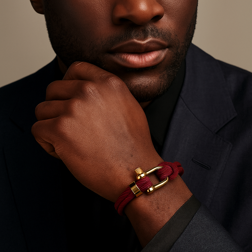 Golden Maroon Shackle Bracelet