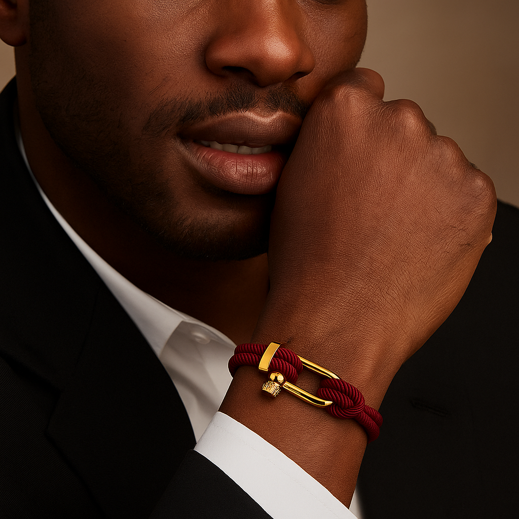 Golden Maroon Shackle Bracelet