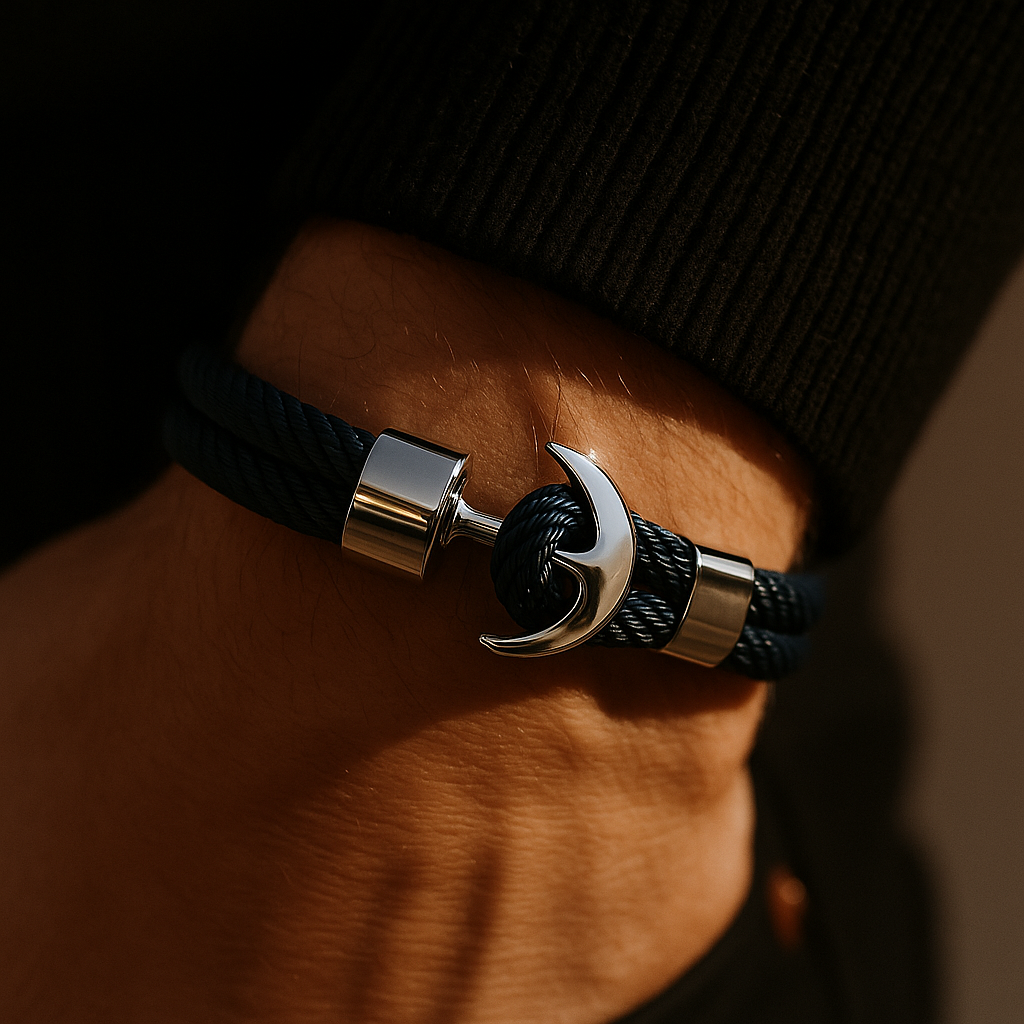 Navy Harbor Hook Bracelet