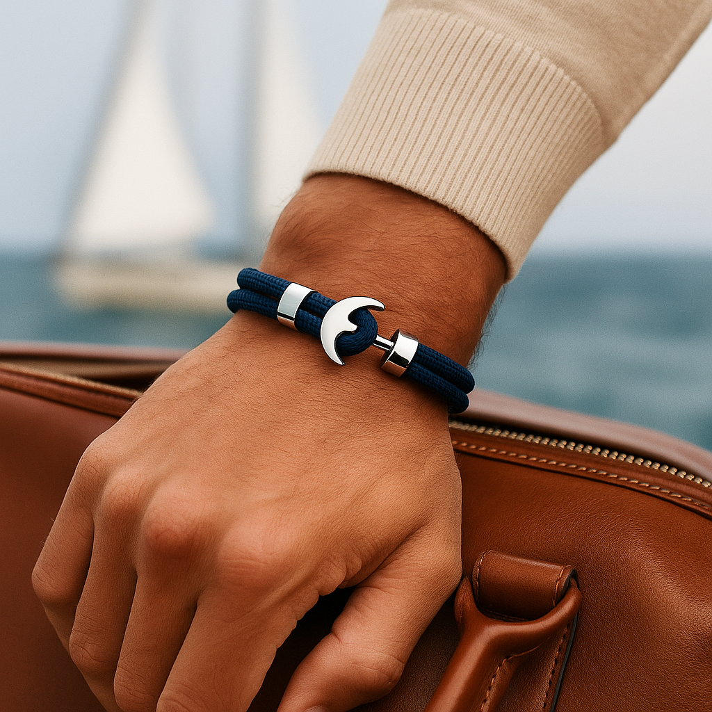 Navy Harbor Hook Bracelet