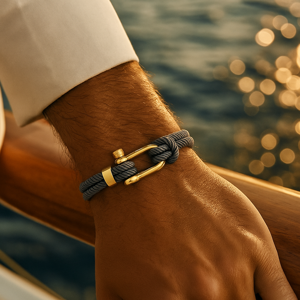 Golden Grey Shackle Bracelet