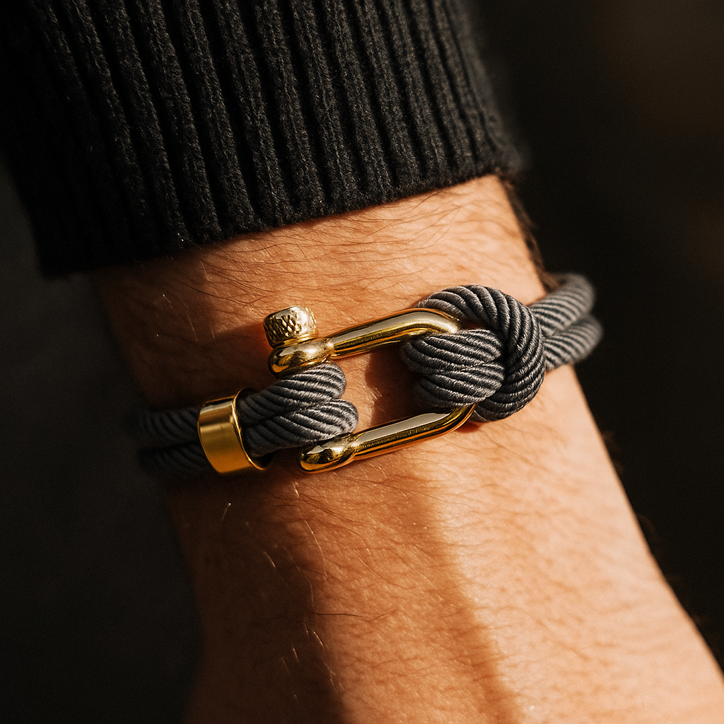 Golden Grey Shackle Bracelet