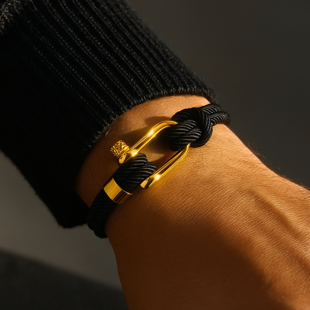Golden Black Shackle Bracelet