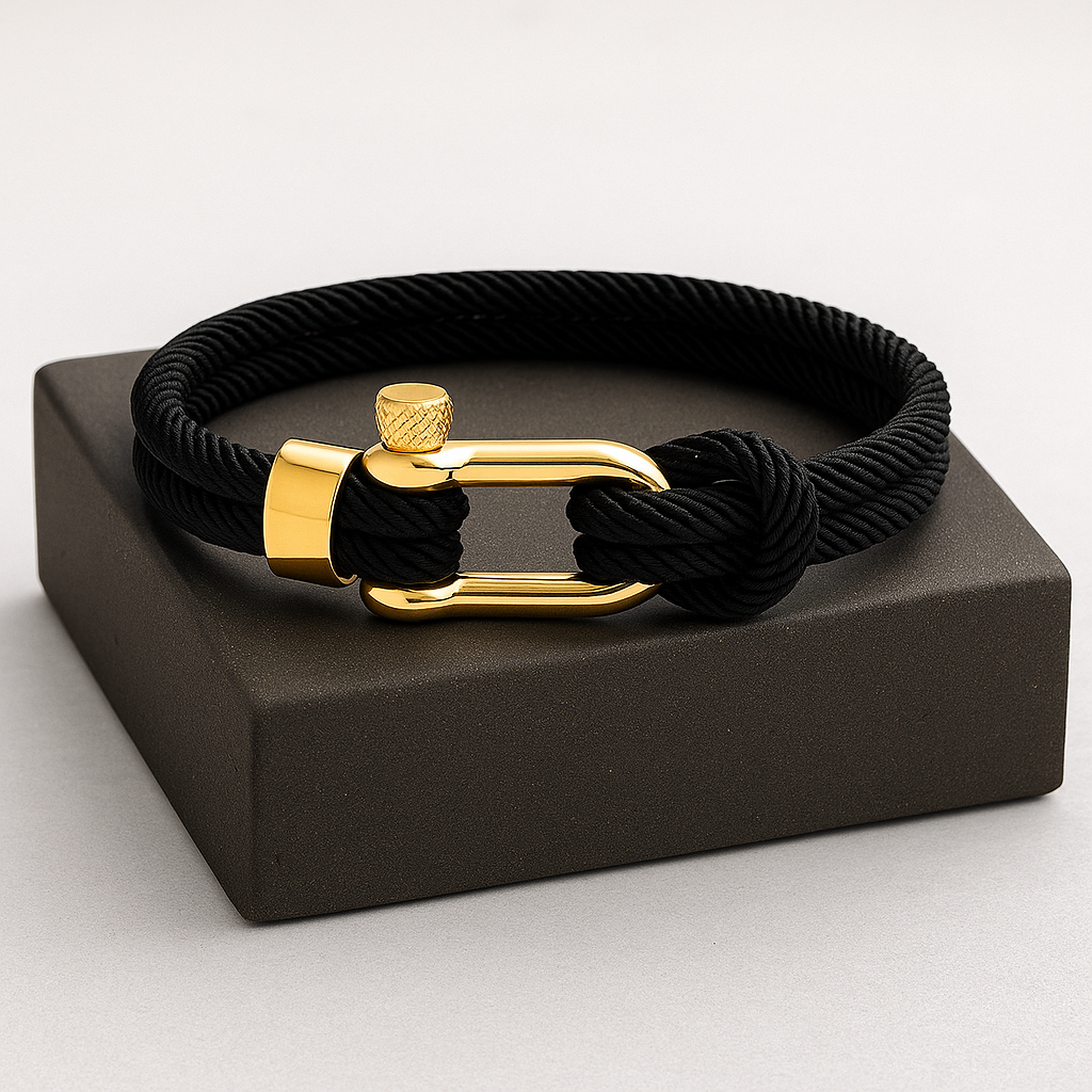 Golden Black Shackle Bracelet
