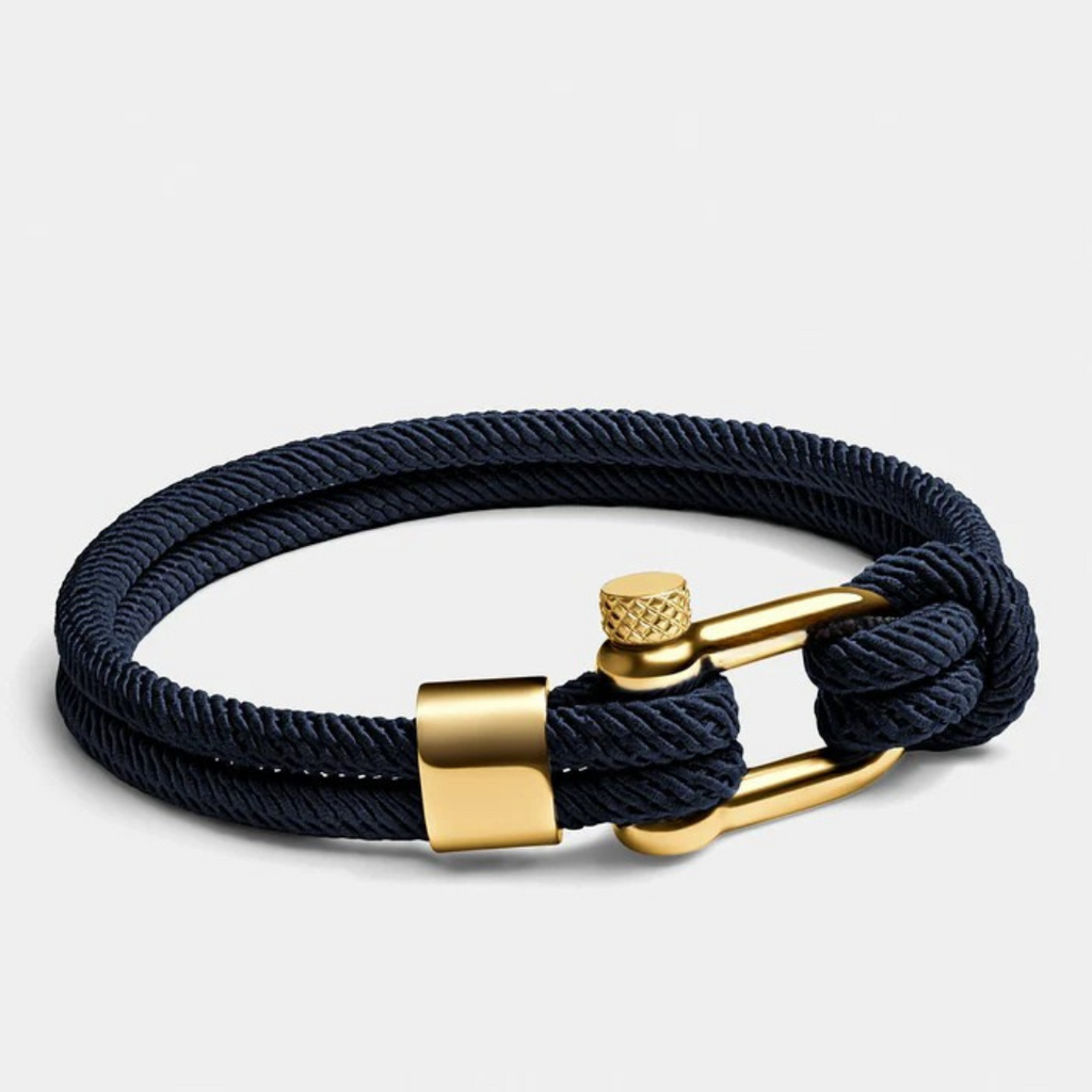 Golden Navy Shackle Bracelet