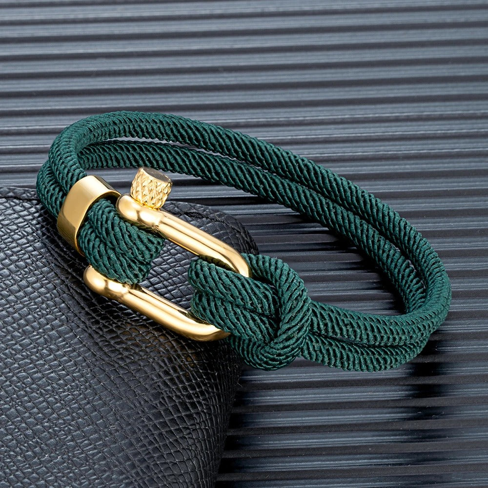 Golden Emerald Shackle Bracelet